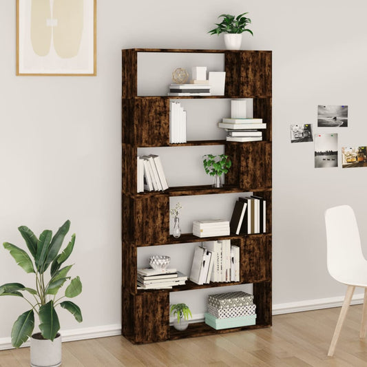 Berkfield Book Cabinet/Room Divider Smoked Oak 100x24x188 cm