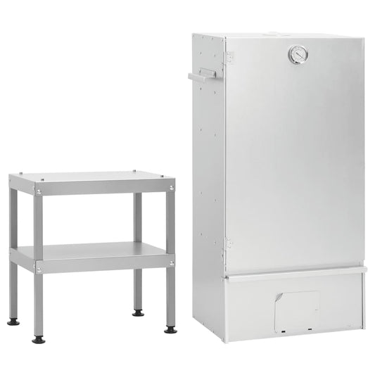 Berkfield BBQ Oven Smoker with Table Galvanised Steel