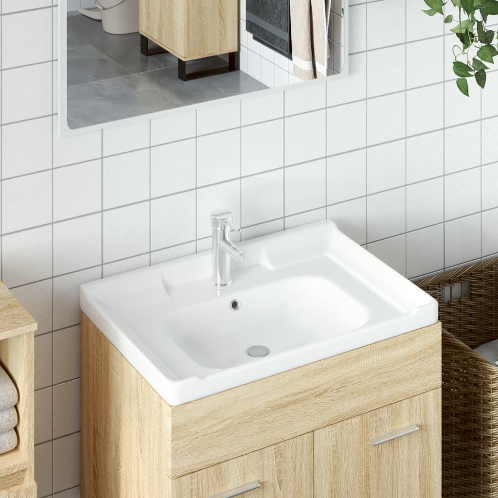 Berkfield Bathroom Sink White 71x48x23 cm Rectangular Ceramic