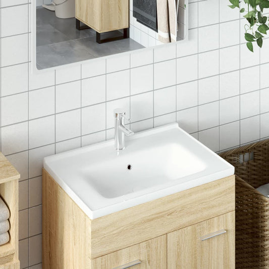 Berkfield Bathroom Sink White 61x48x19.5 cm Rectangular Ceramic