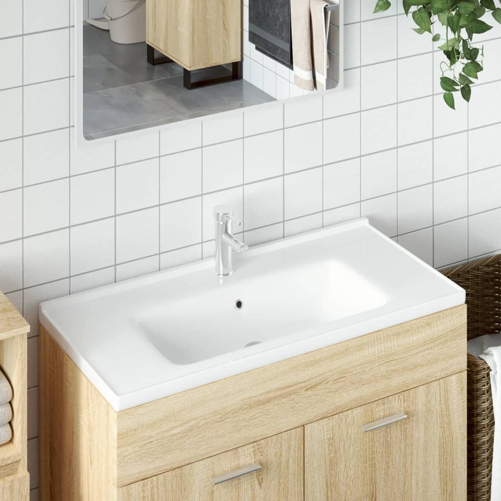 Berkfield Bathroom Sink White 100x48x19.5 cm Rectangular Ceramic