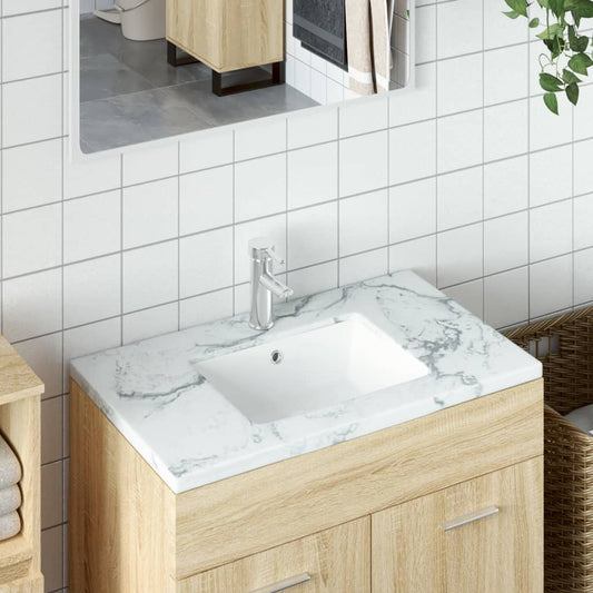 Berkfield Bathroom Sink White 50x40.5x18.5 cm Rectangular Ceramic