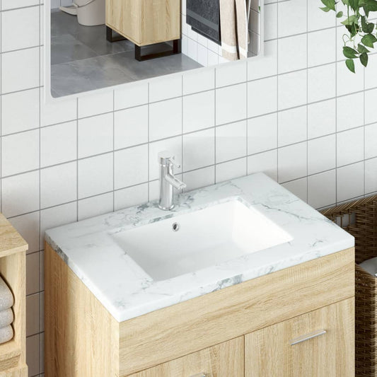 Berkfield Bathroom Sink White 55.5x40x18.5 cm Rectangular Ceramic