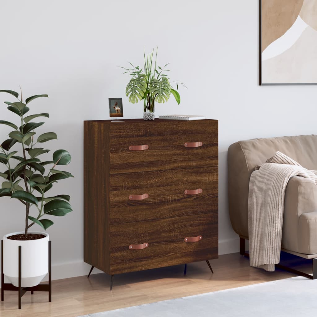 Berkfield Chest of Drawers Brown Oak 69.5x34x90 cm Engineered Wood