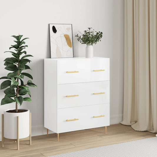 Berkfield Sideboard High Gloss White 69.5x34x90 cm Engineered Wood