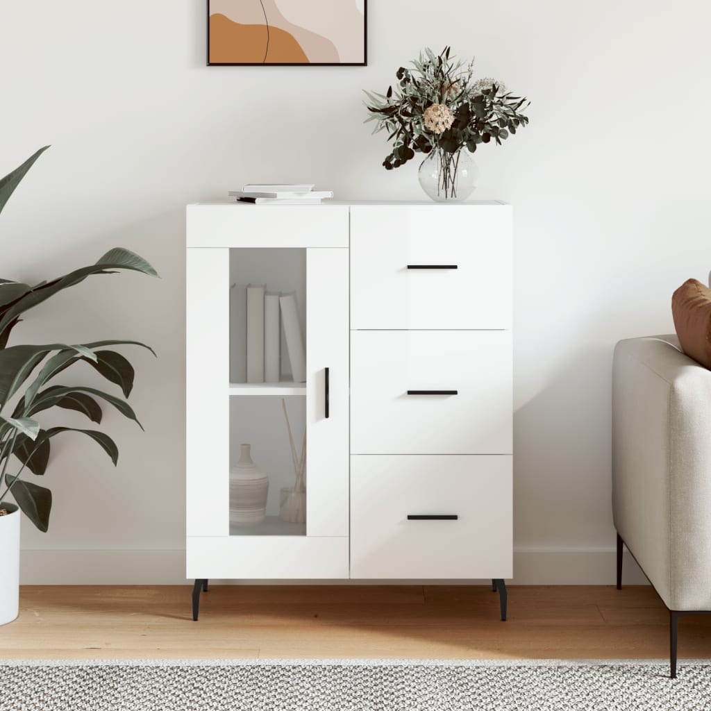 Berkfield Sideboard High Gloss White 69.5x34x90 cm Engineered Wood