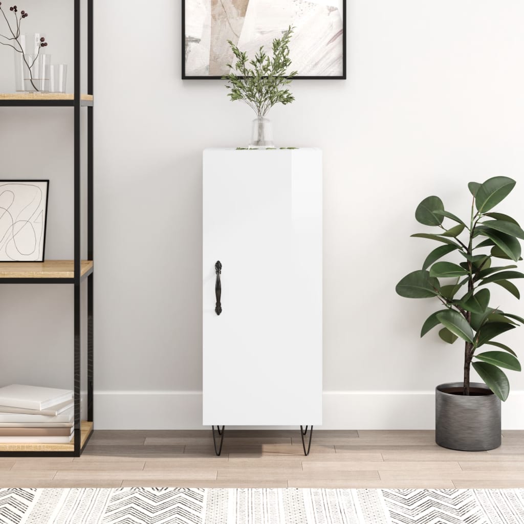 Berkfield Sideboard High Gloss White 34.5x34x90 cm Engineered Wood
