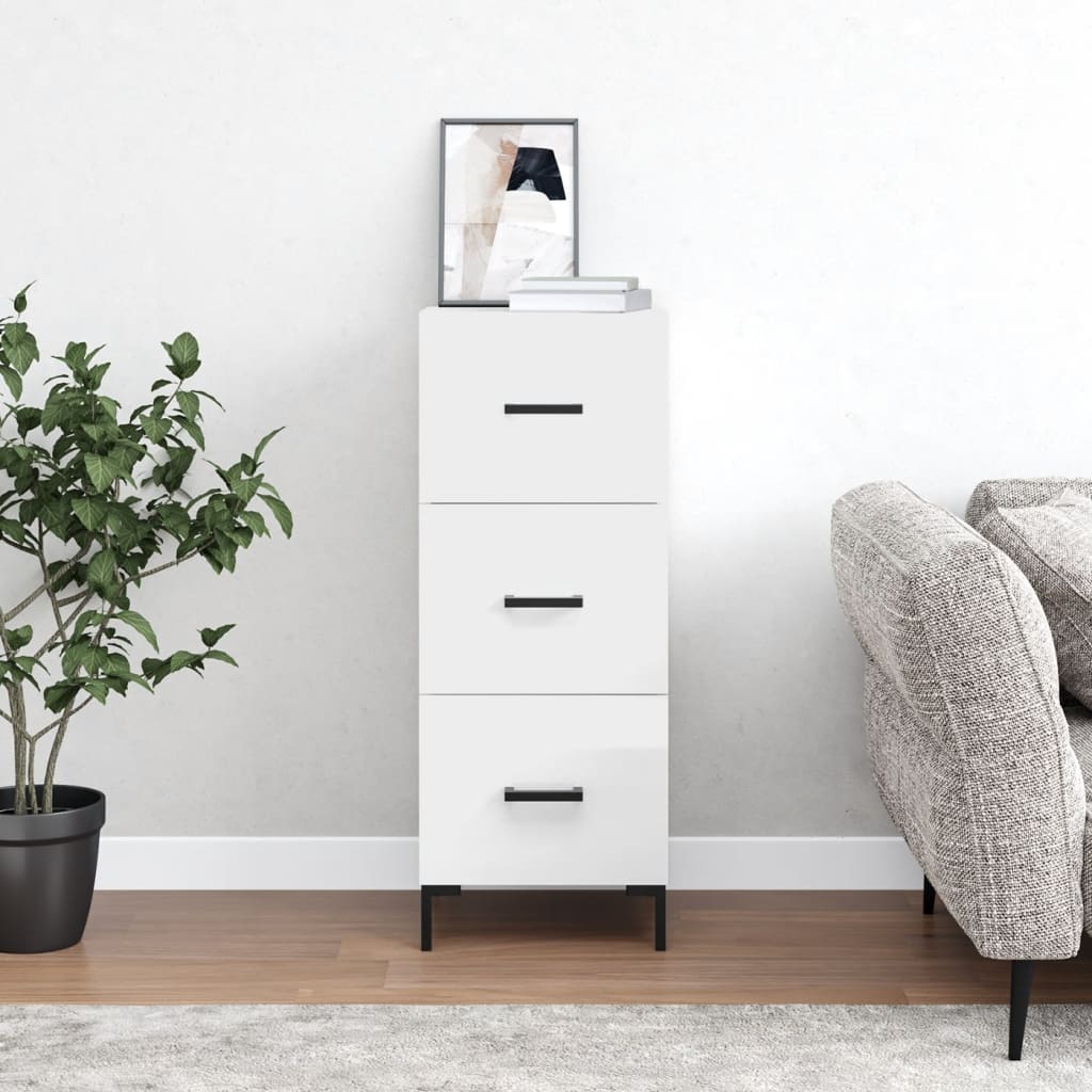 Berkfield Sideboard High Gloss White 34.5x34x90 cm Engineered Wood