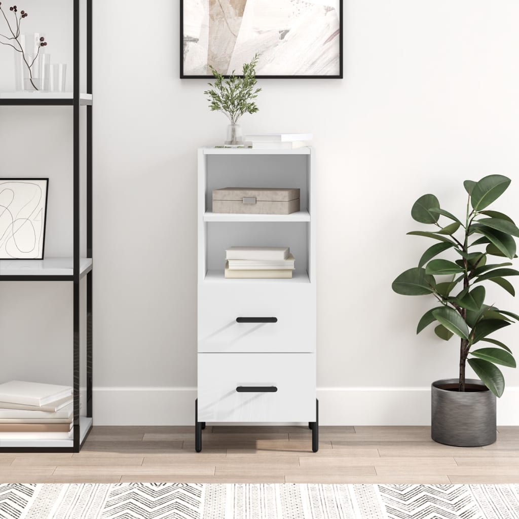 Berkfield Sideboard High Gloss White 34.5x34x90 cm Engineered Wood