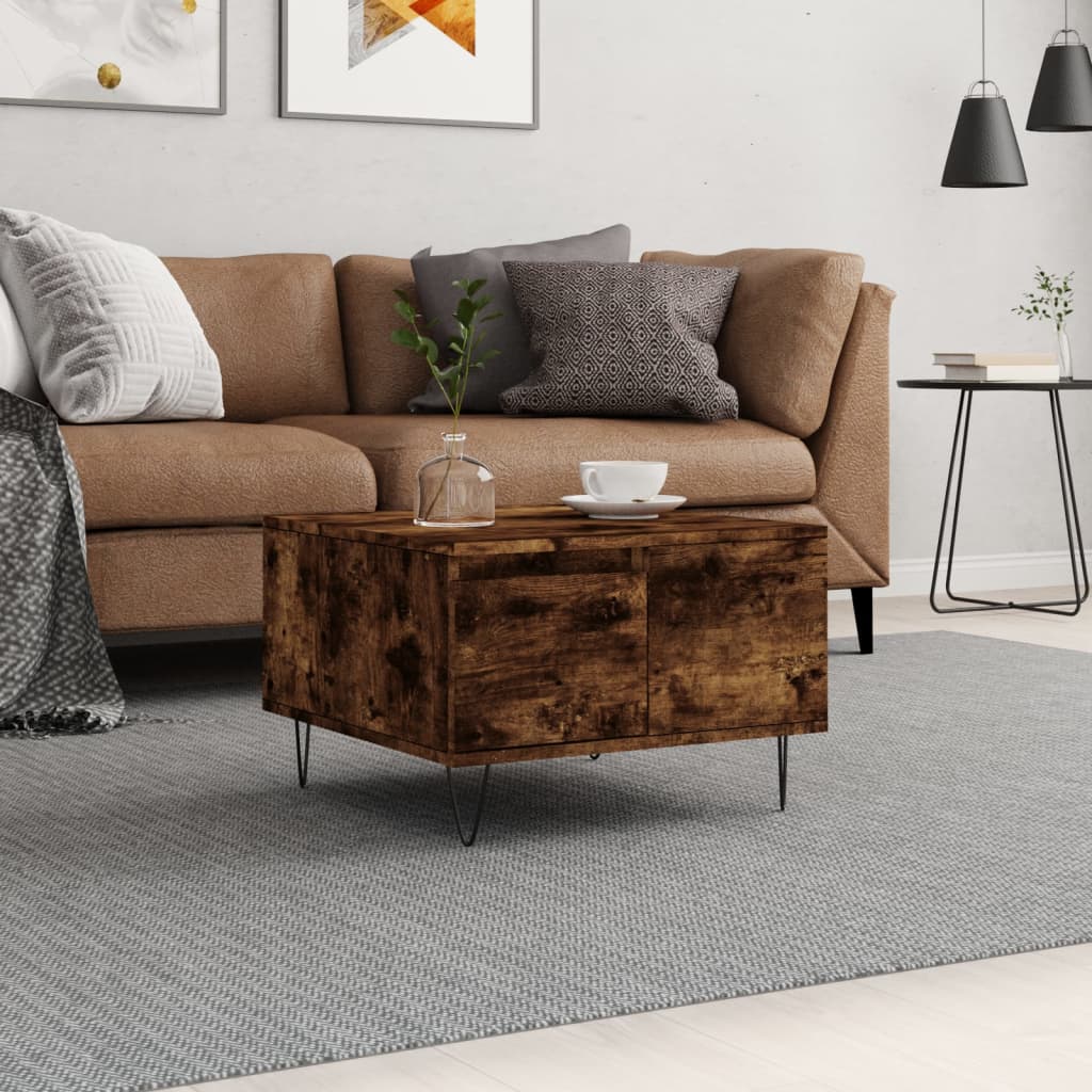 Berkfield Coffee Table Smoked Oak 55x55x36.5 cm Engineered Wood