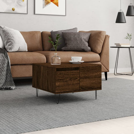 Berkfield Coffee Table Brown Oak 55x55x36.5 cm Engineered Wood