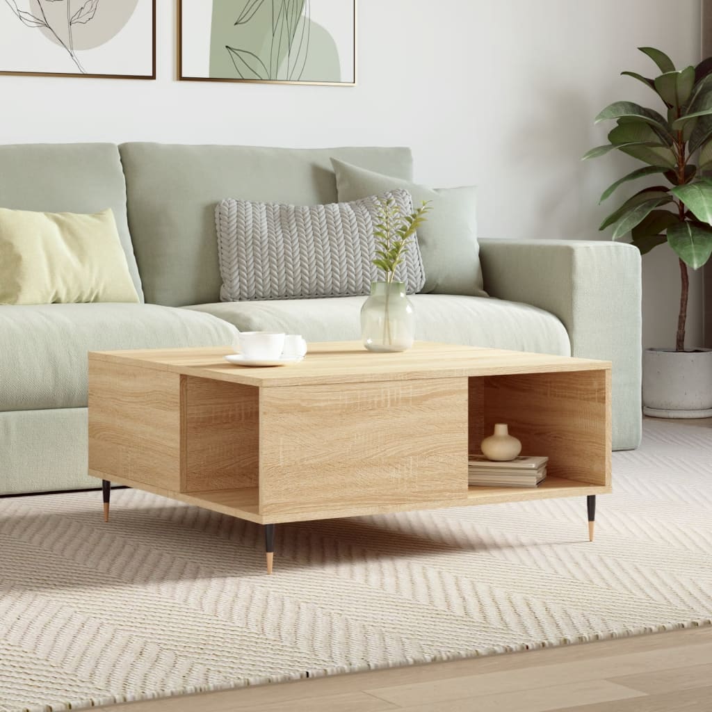 Berkfield Coffee Table Sonoma Oak 80x80x36.5 cm Engineered Wood
