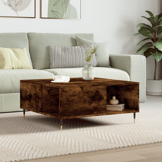 Berkfield Coffee Table Smoked Oak 80x80x36.5 cm Engineered Wood