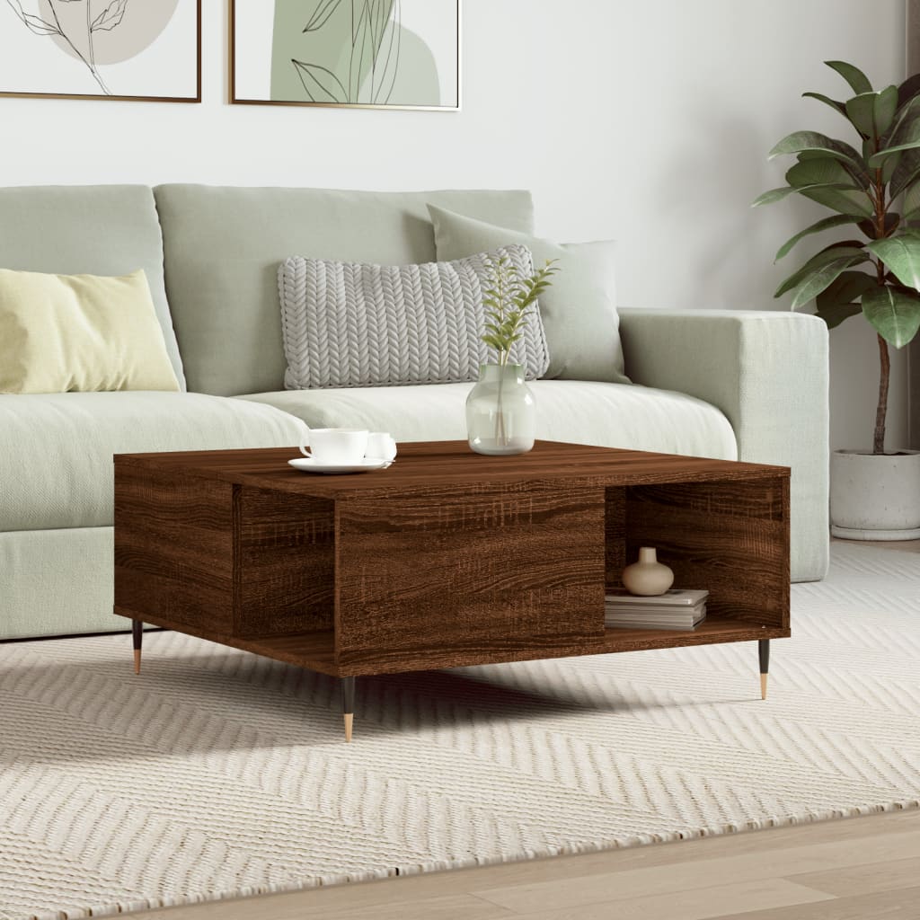 Berkfield Coffee Table Brown Oak 80x80x36.5 cm Engineered Wood