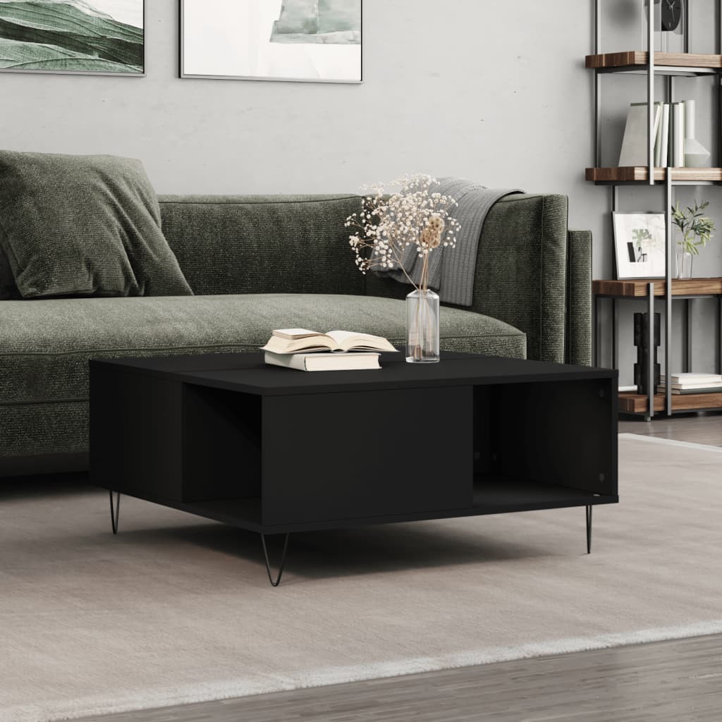 Berkfield Coffee Table Black 80x80x36.5 cm Engineered Wood