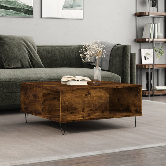 Berkfield Coffee Table Smoked Oak 80x80x36.5 cm Engineered Wood