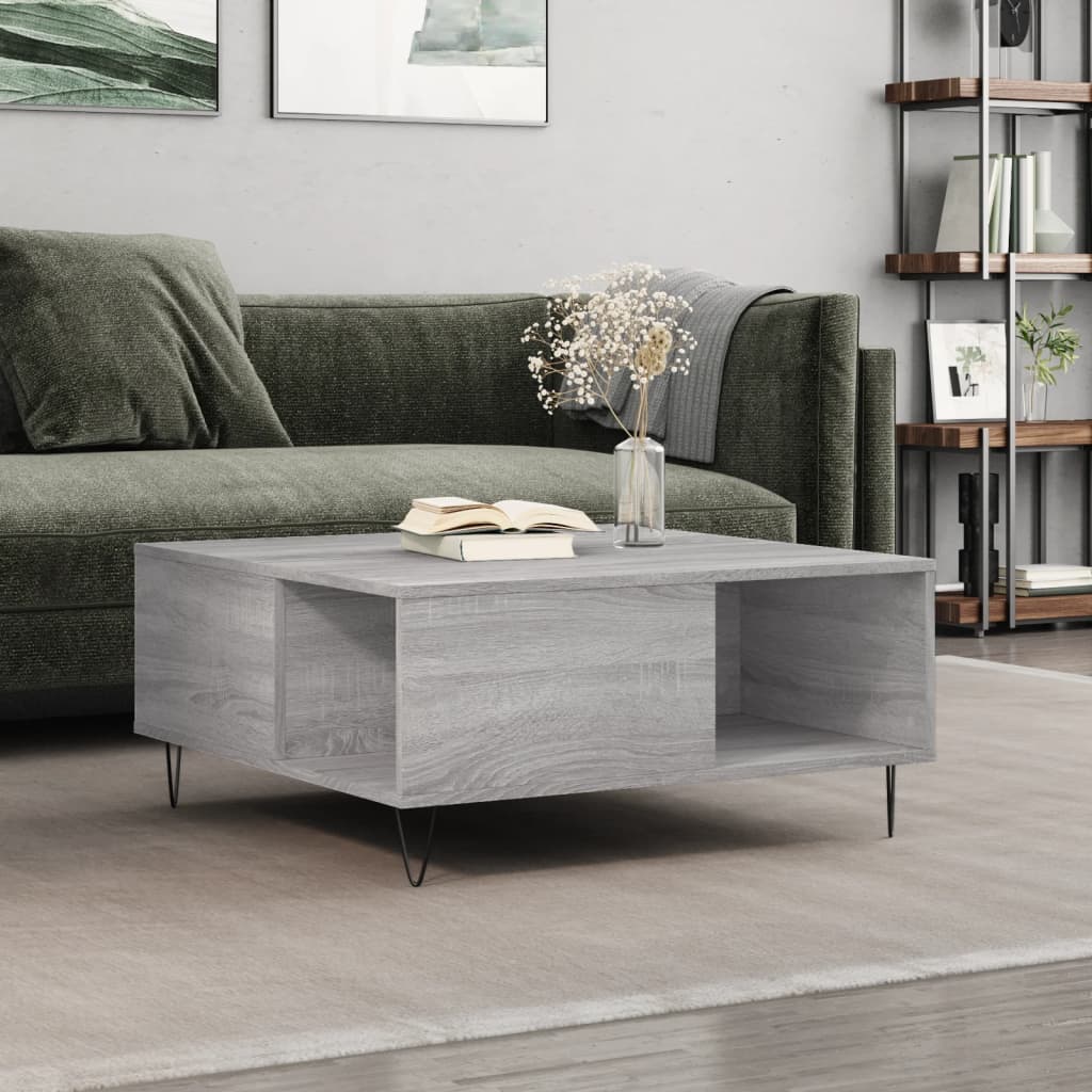 Berkfield Coffee Table Grey Sonoma 80x80x36.5 cm Engineered Wood