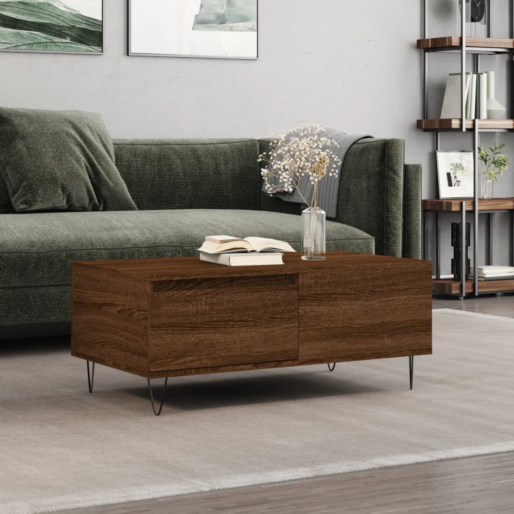 Berkfield Coffee Table Brown Oak 90x50x36.5 cm Engineered Wood