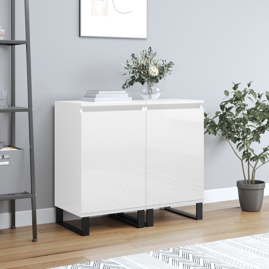 Berkfield Sideboards 2 pcs High Gloss White 40x35x70 cm Engineered Wood
