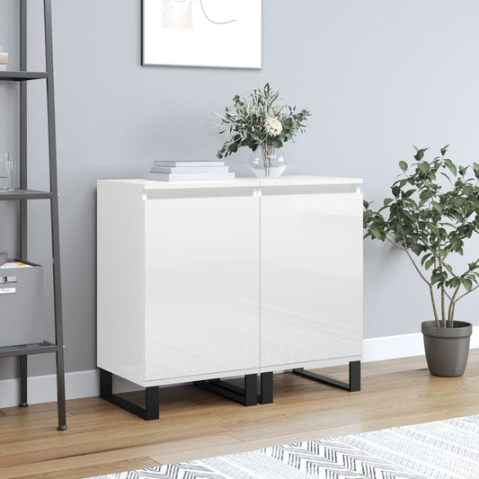 Berkfield Sideboards 2 pcs High Gloss White 40x35x70 cm Engineered Wood