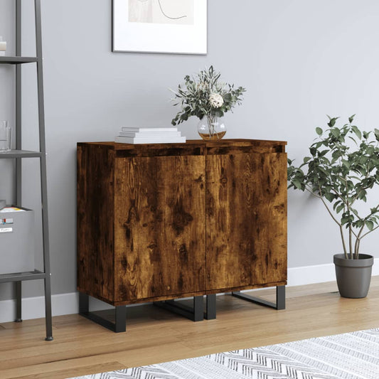 Berkfield Sideboards 2 pcs Smoked Oak 40x35x70 cm Engineered Wood