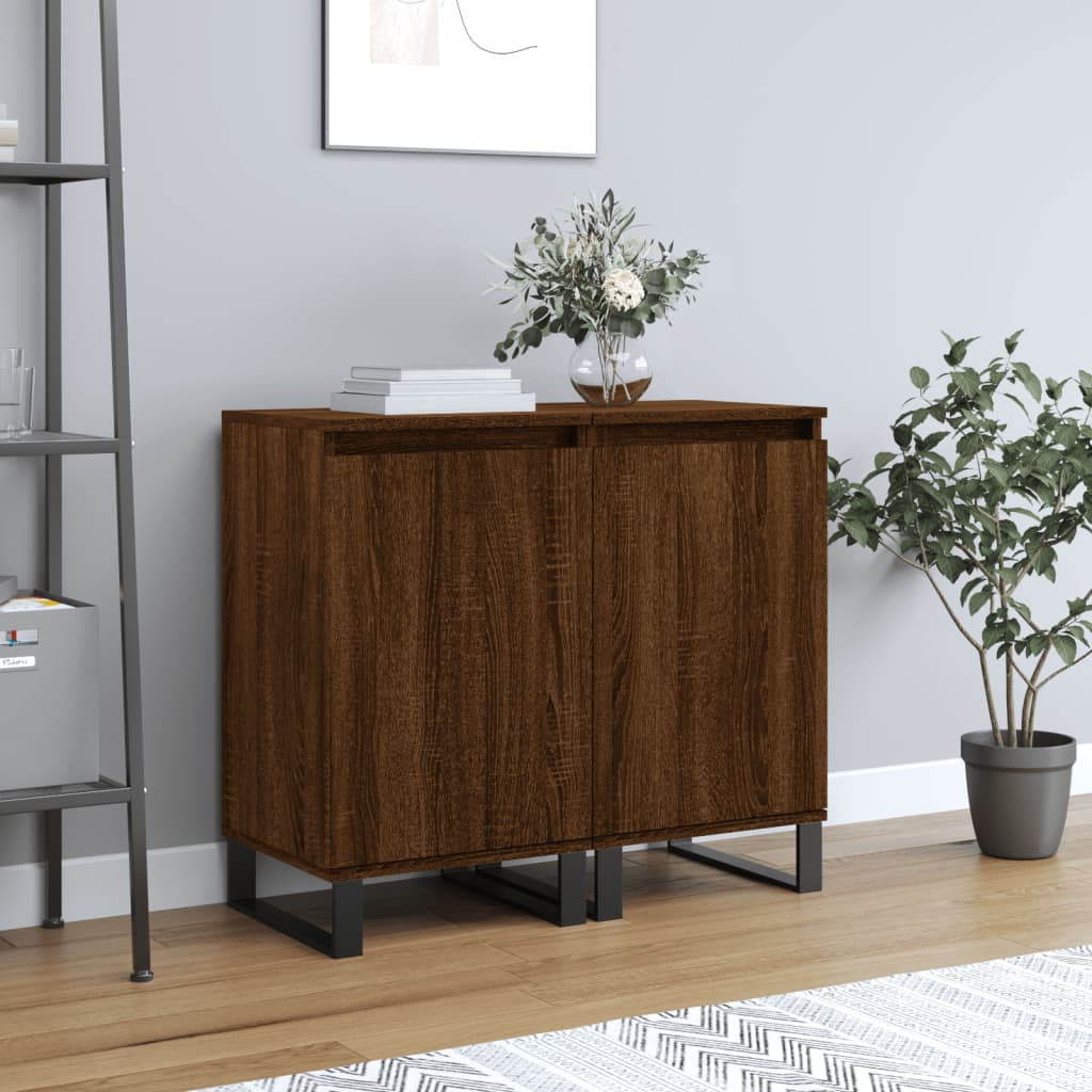 Berkfield Sideboards 2 pcs Brown Oak 40x35x70 cm Engineered Wood