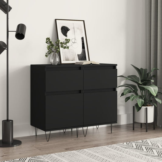 Berkfield Sideboards 2 pcs Black 40x35x70 cm Engineered Wood