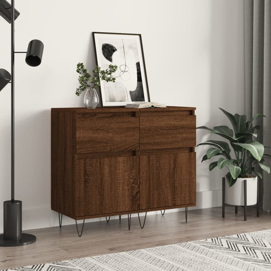 Berkfield Sideboards 2 pcs Brown Oak 40x35x70 cm Engineered Wood