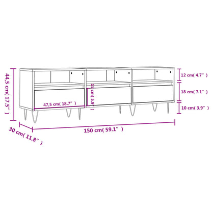 Berkfield TV Cabinet Black 150x30x44.5 cm Engineered Wood