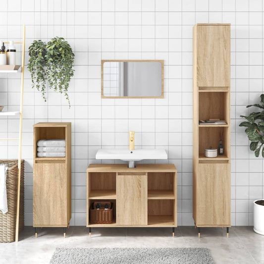 Berkfield Bathroom Cabinet Sonoma Oak 30x30x100 cm Engineered Wood