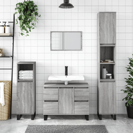 Berkfield Bathroom Cabinet Grey Sonoma 30x30x100 cm Engineered Wood