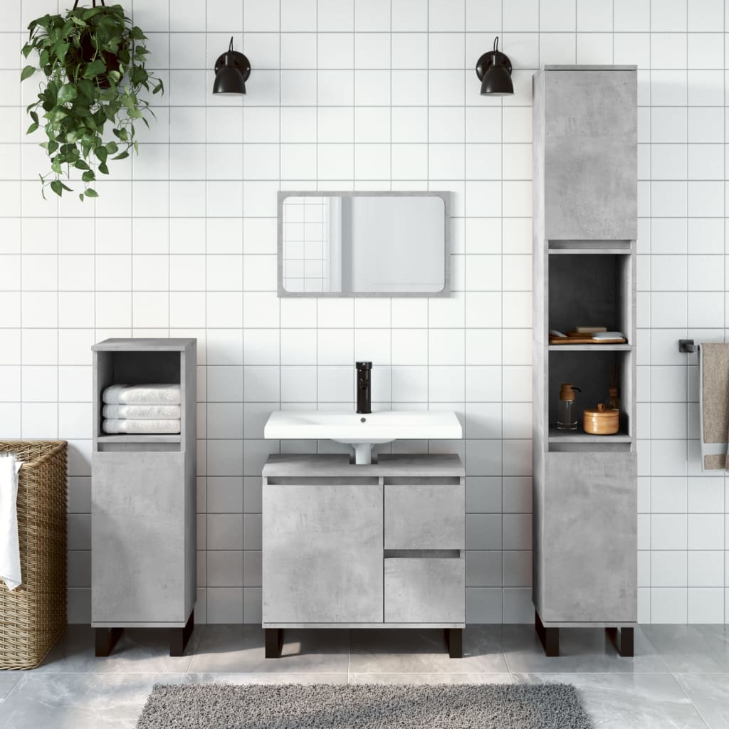 Berkfield Bathroom Cabinet Concrete Grey 65x33x60 cm Engineered Wood