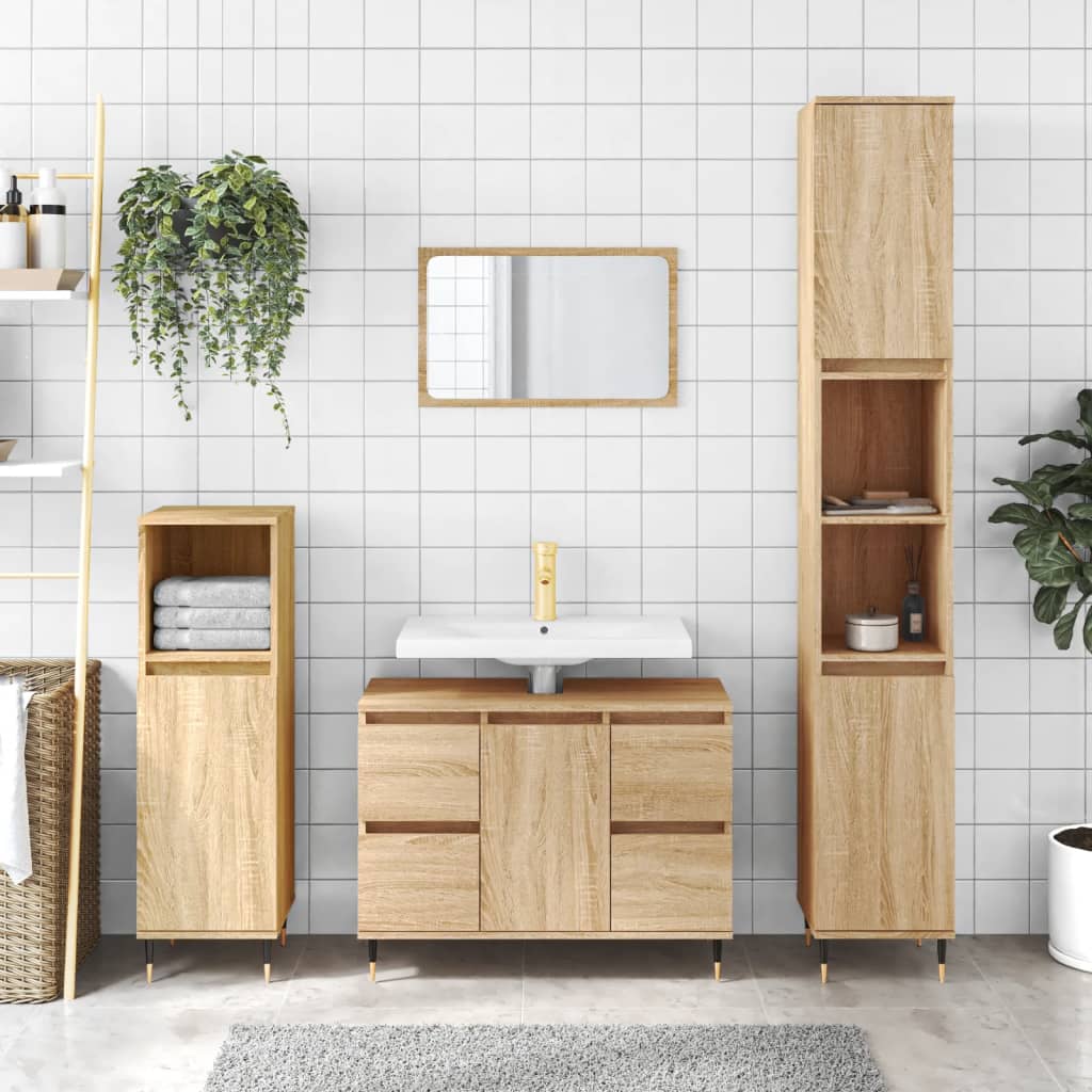 Berkfield Bathroom Cabinet Sonoma Oak 80x33x60 cm Engineered Wood