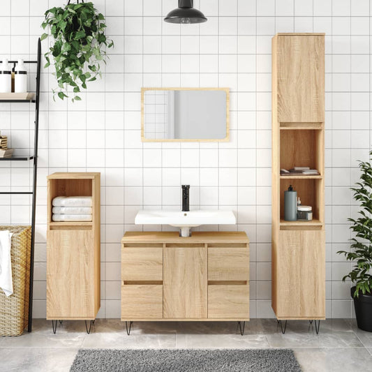 Berkfield Bathroom Cabinet Sonoma Oak 80x33x60 cm Engineered Wood