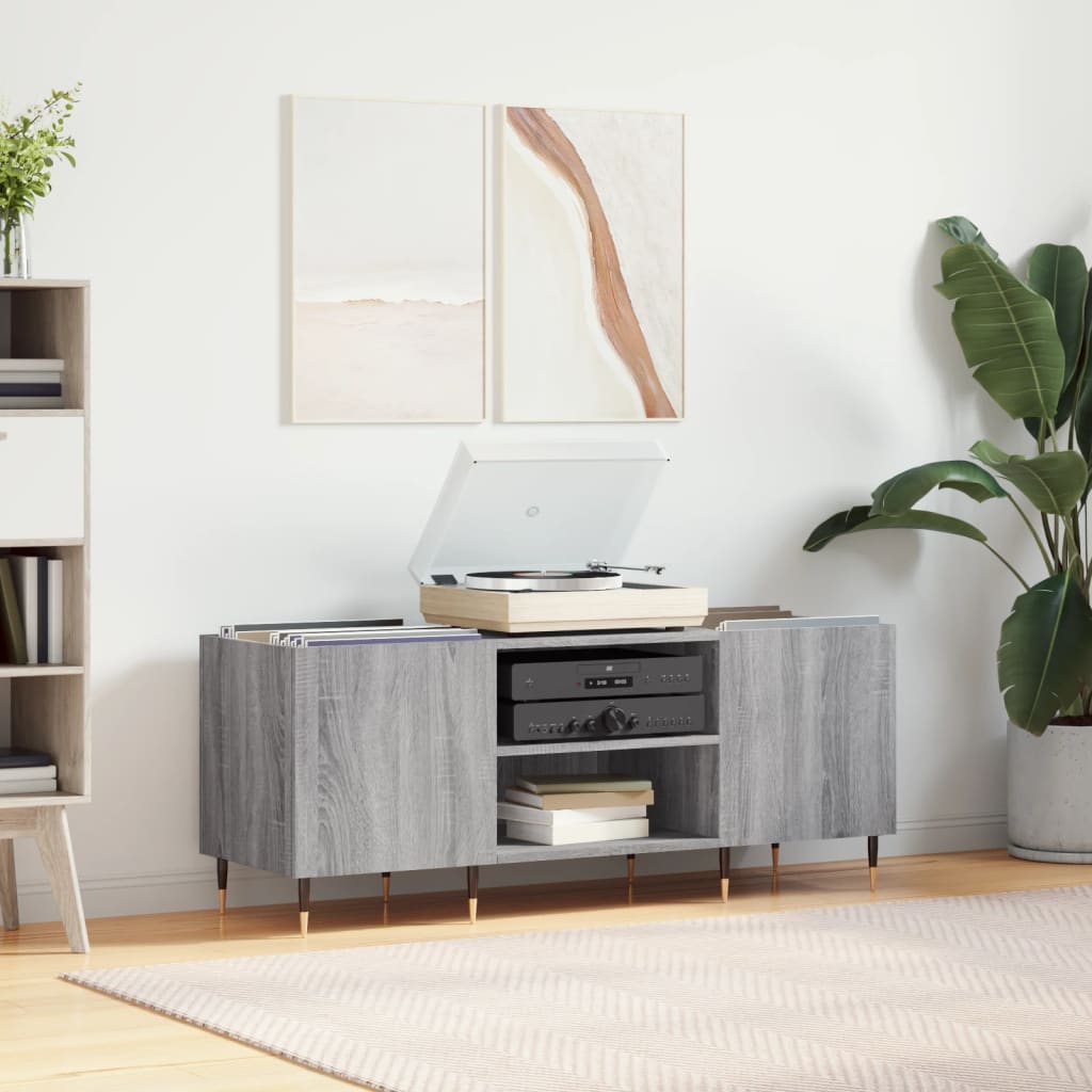 Berkfield Record Cabinet Grey Sonoma 121x38x48 cm Engineered Wood