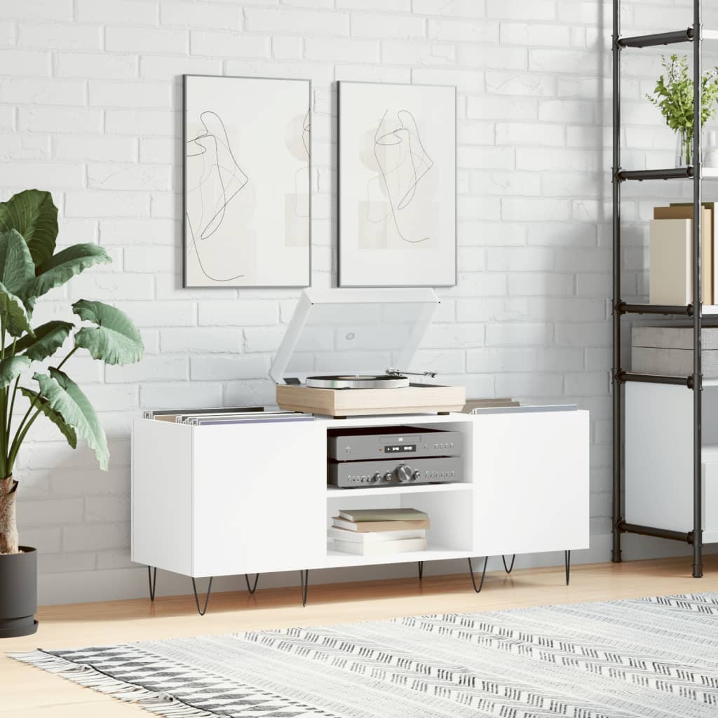 Berkfield Record Cabinet White 121x38x48 cm Engineered Wood