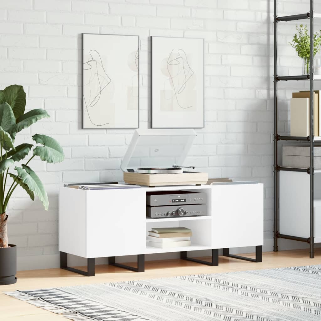 Berkfield Record Cabinet White 121x38x48 cm Engineered Wood