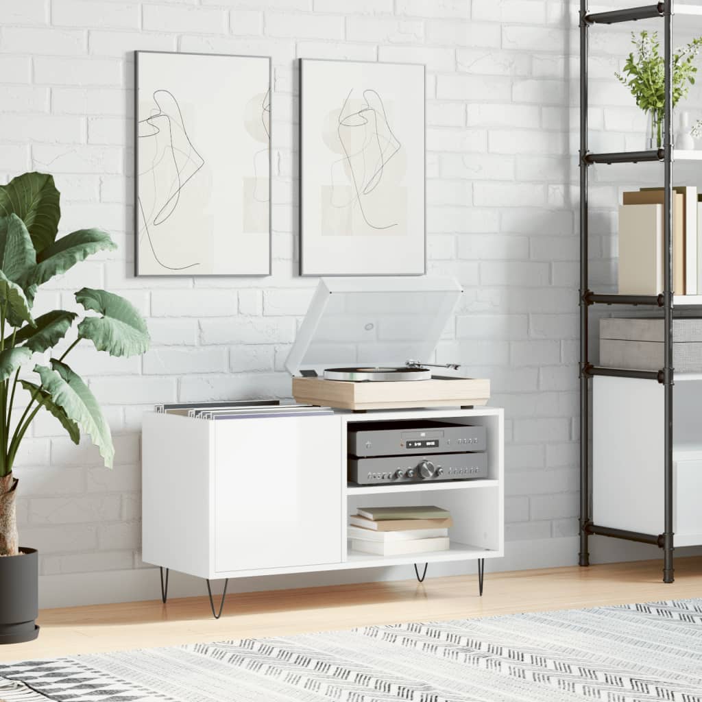 Berkfield Record Cabinet High Gloss White 85x38x48 cm Engineered Wood