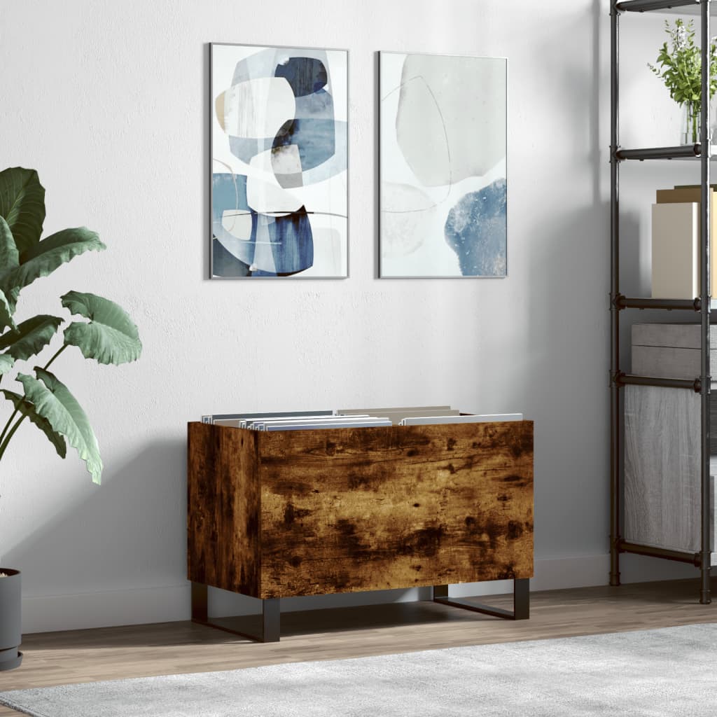 Berkfield Record Cabinet Smoked Oak 74.5x38x48 cm Engineered Wood