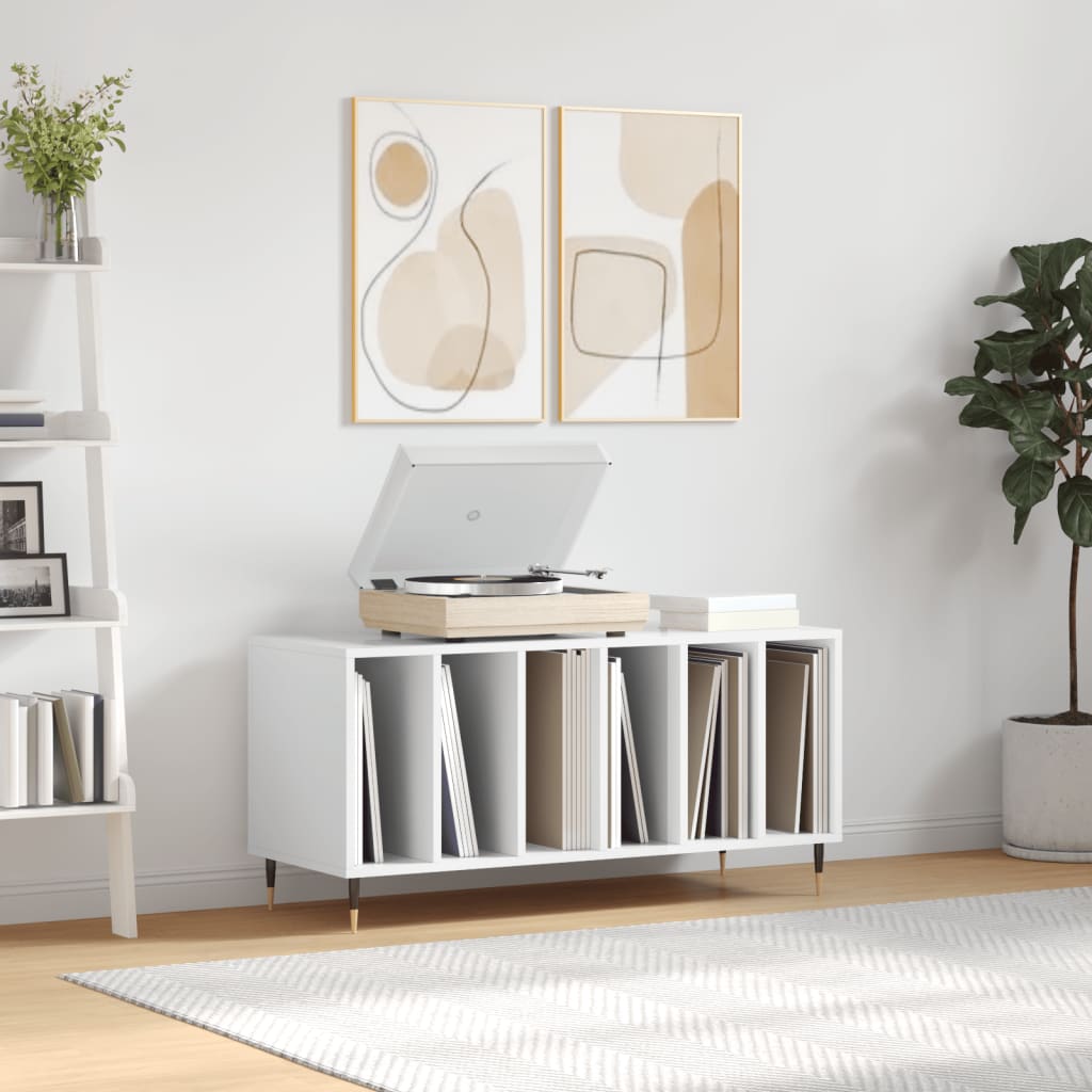 Berkfield Record Cabinet High Gloss White 100x38x48 cm Engineered Wood