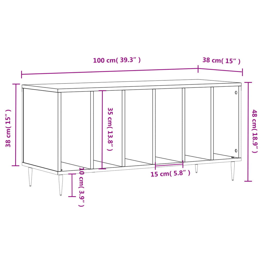 Berkfield Record Cabinet Brown Oak 100x38x48 cm Engineered Wood