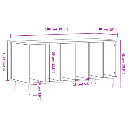 Berkfield Record Cabinet Brown Oak 100x38x48 cm Engineered Wood