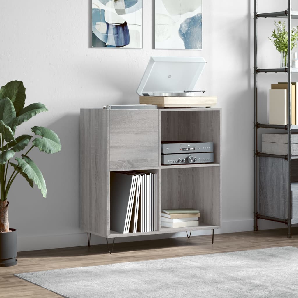 Berkfield Record Cabinet Grey Sonoma 84.5x38x89 cm Engineered Wood