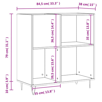 Berkfield Record Cabinet Brown Oak 84.5x38x89 cm Engineered Wood