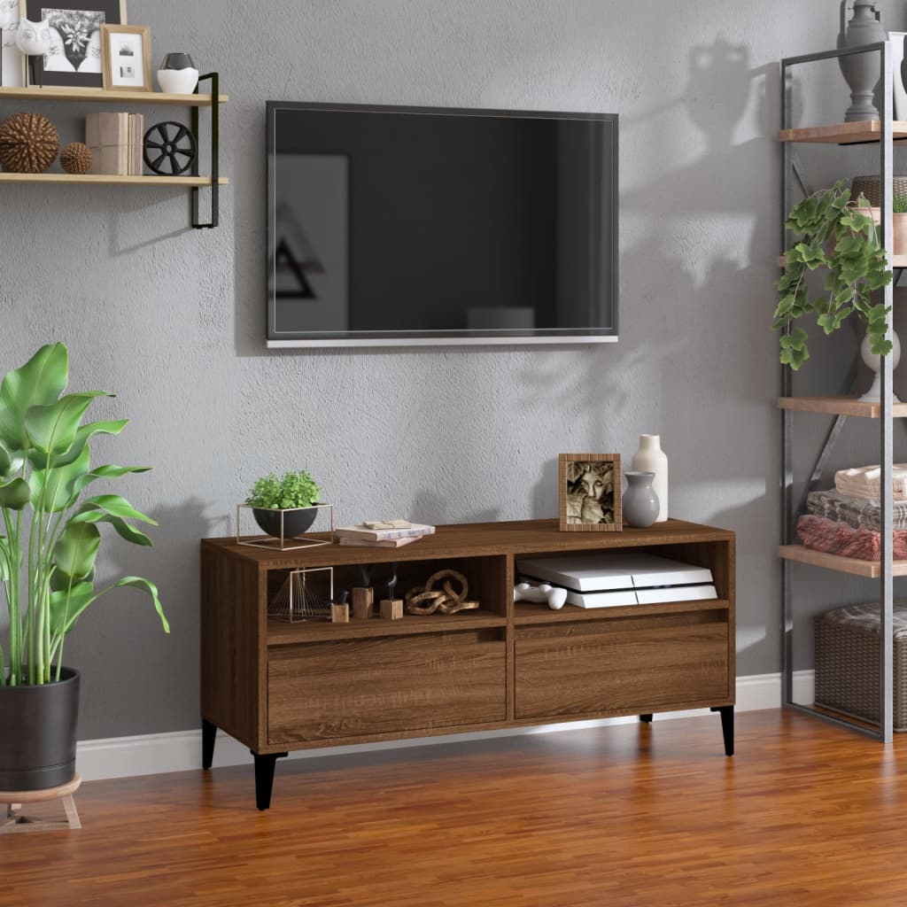 Berkfield TV Cabinet Brown Oak 100x34.5x44.5 cm Engineered Wood