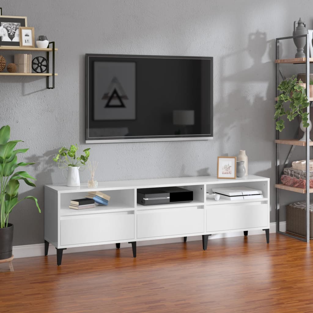 Berkfield TV Cabinet High Gloss White 150x30x44.5 cm Engineered Wood
