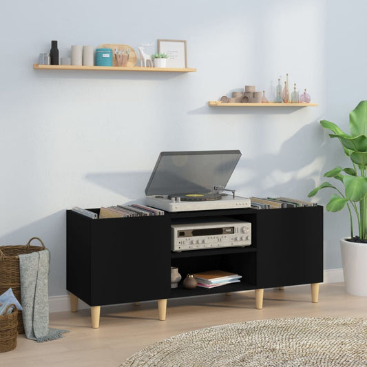 Berkfield Record Cabinet Black 121x38x48 cm Engineered Wood