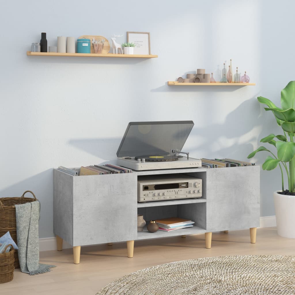 Berkfield Record Cabinet Concrete Grey 121x38x48 cm Engineered Wood