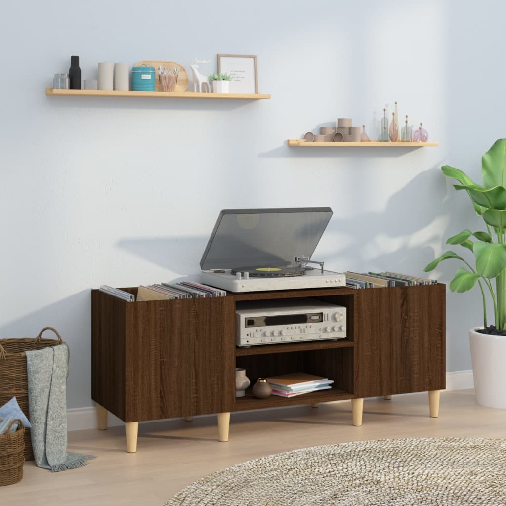 Berkfield Record Cabinet Brown Oak 121x38x48 cm Engineered Wood