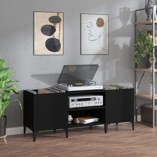 Berkfield Record Cabinet Black 121x38x48 cm Engineered Wood